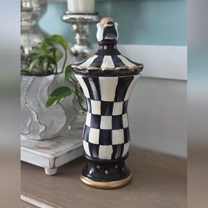 Beautiful! Black and White Checkered Decorative Jar!